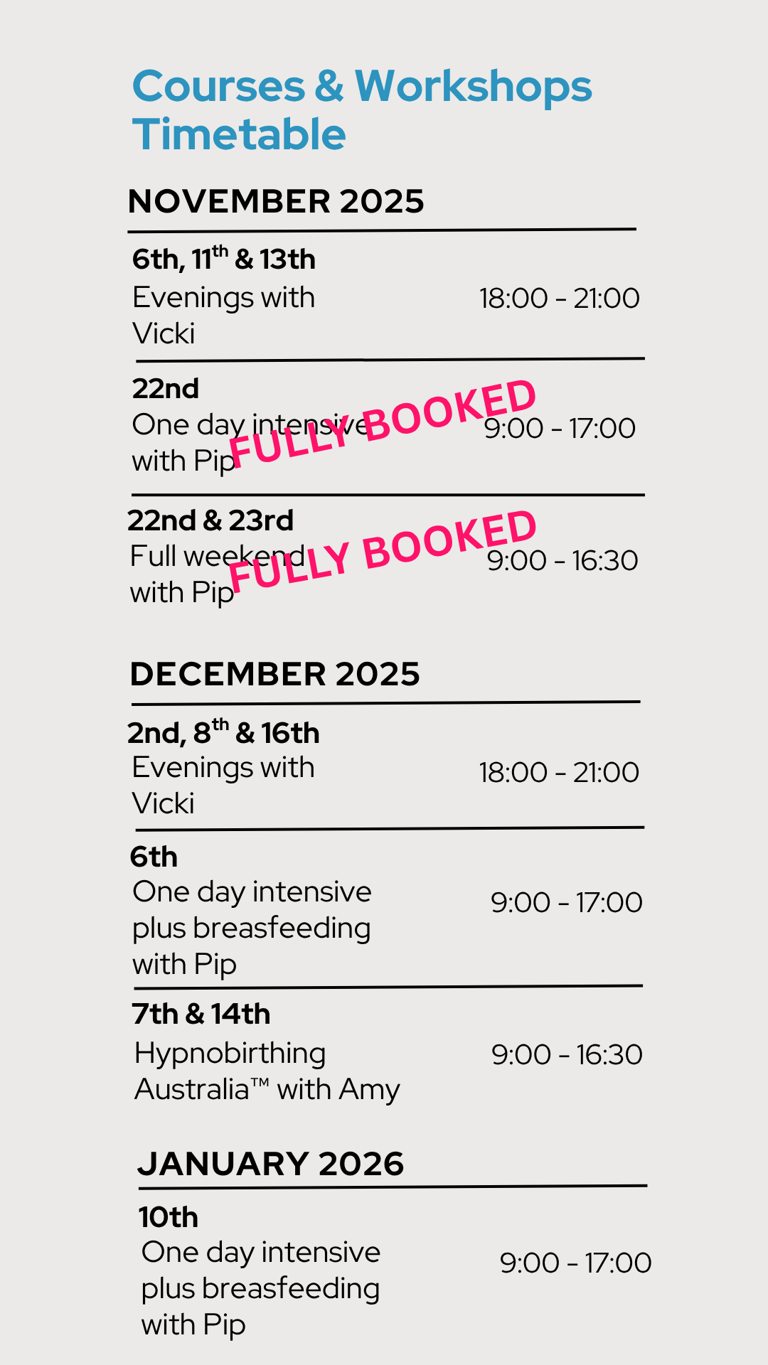 Beige Black Modern Schedule Ceramic Workshop Instagram Story hypnobirthing classes Perth